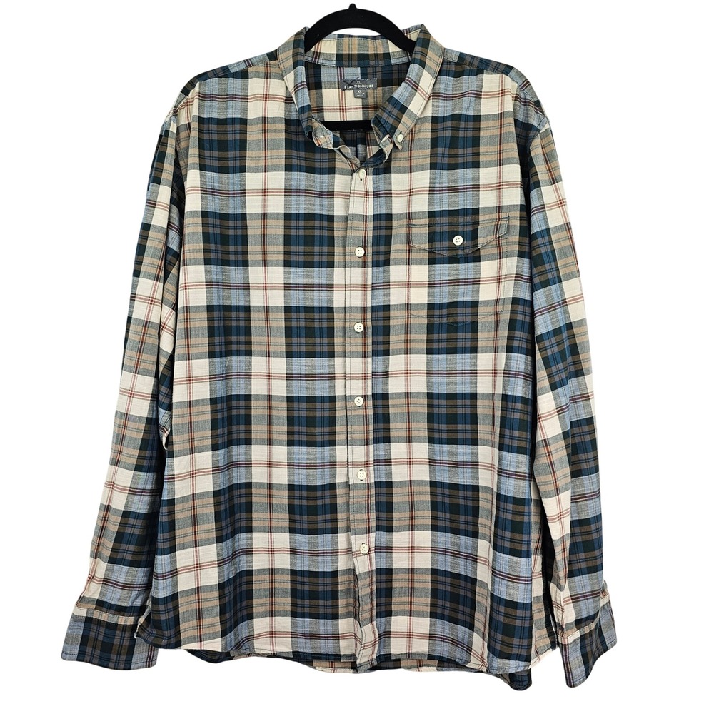 LL Bean Signature Men's Plaid Button Down Shirt‎ Long Sleeve XL Cotton